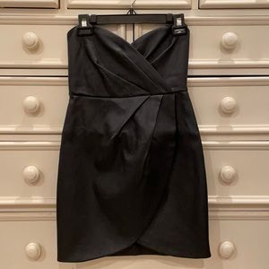 Olivaceous Black Faux Leather Strapless Dress